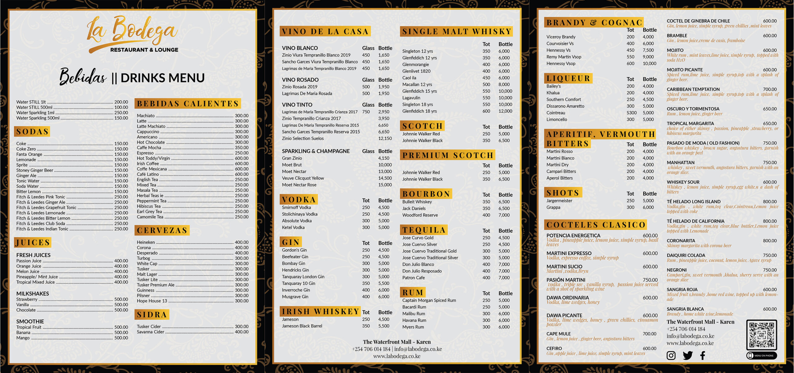 La Bodega Restaurant - Drinks Menu La Bodega Restaurant - Drinks Menu
